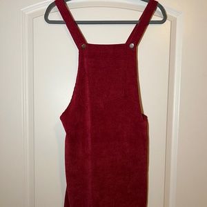 Romwe Women's Straps A-line Corduroy Pinafore Bib Pocket Overall Dress